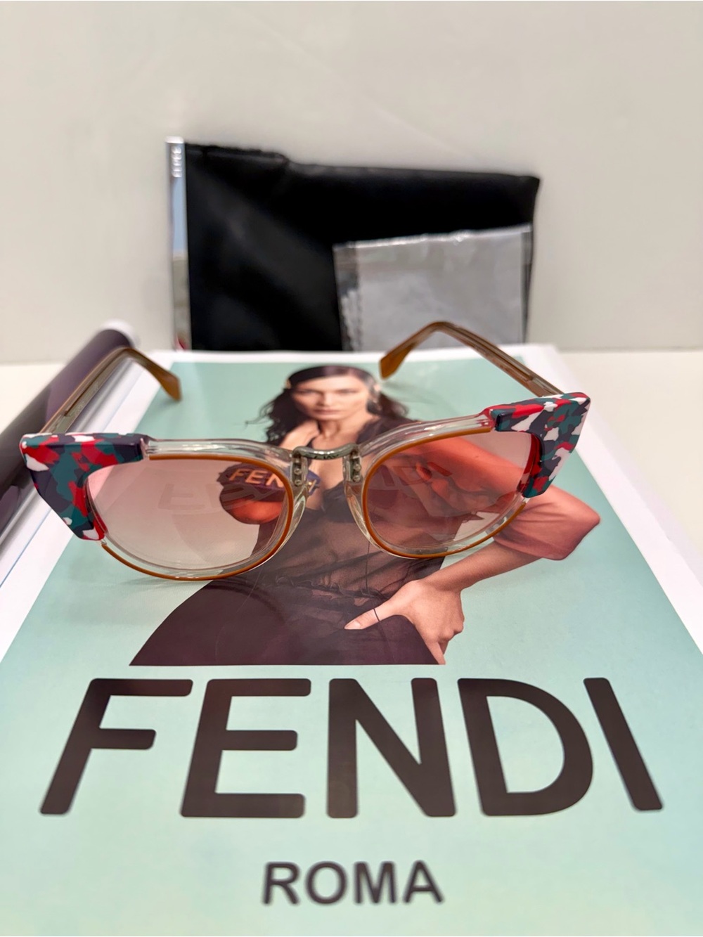Fendi Women’s Multicolor Frame Sunglasses with Pink Gradient Lenses (Authentic)